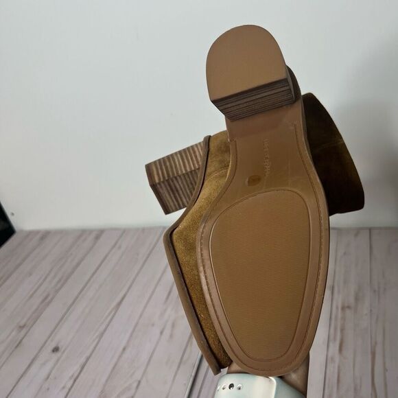 Lucky Brand Jicole Brown Suede Slip On Heeled Boots New Condition Size 8.5 - Picture 9 of 9